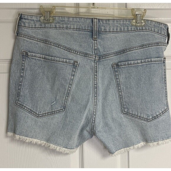 Old Navy Jean Shorts Womens OG Straight High Rise 14 Denim Distressed Light Wash - Picture 2 of 7